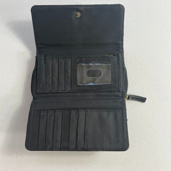 BOC Born Concept Wallet Clutch Womens Blue Tooled Leather Floral Multipockets - Picture 6 of 9